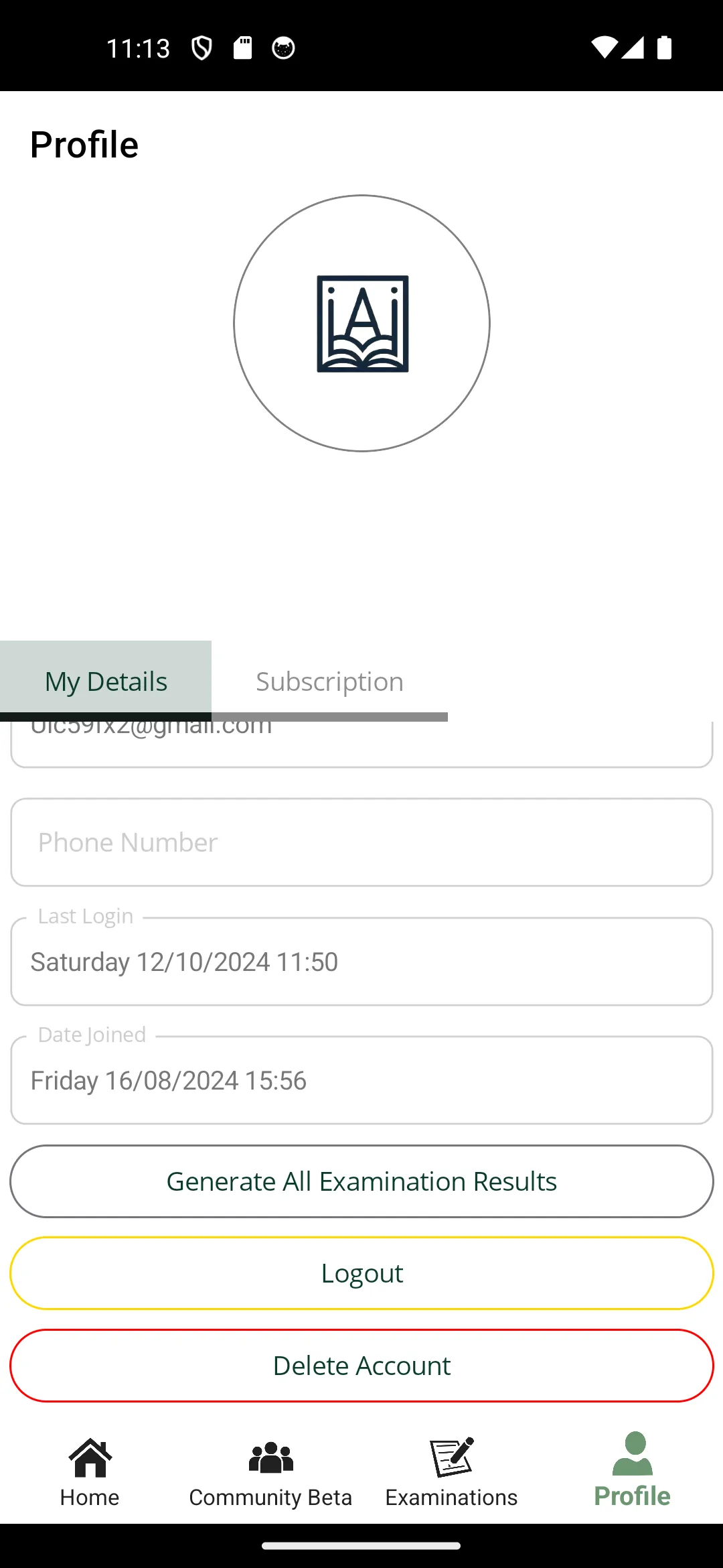 Ains Mobile Profile page
